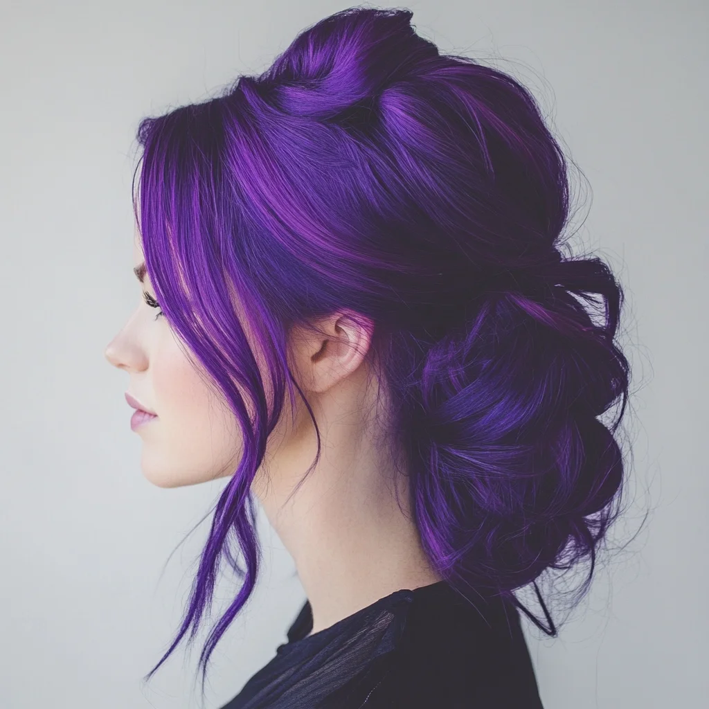 Bold and Beautiful: The Purple Twisted Updo for a Striking Look