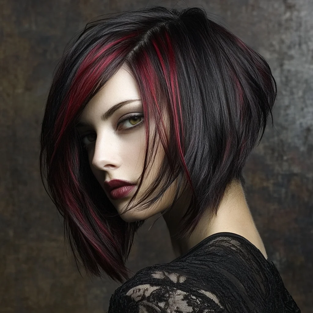 Bold Brilliance: The Edgy Bob with Striking Red Accents