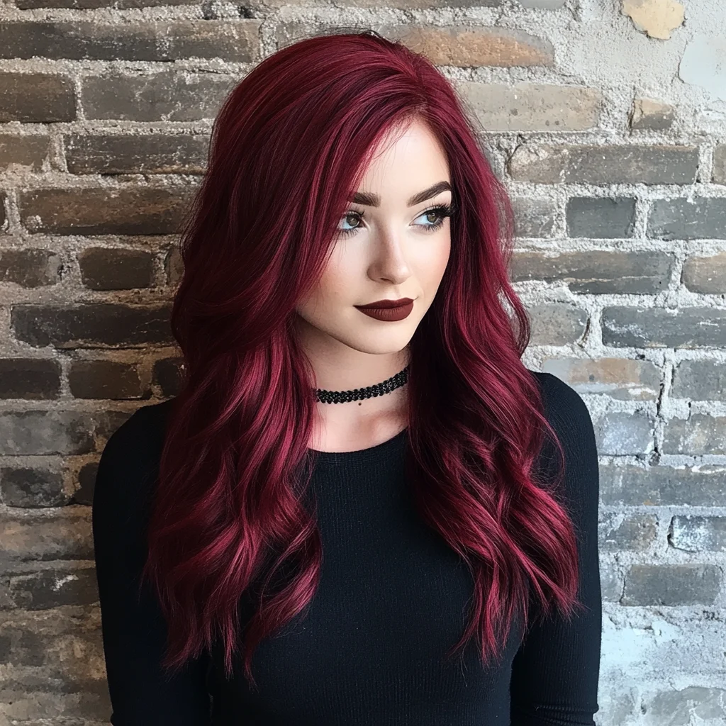 Bold Burgundy Waves: Elevate Your Look with Stunning Color and Effortless Texture