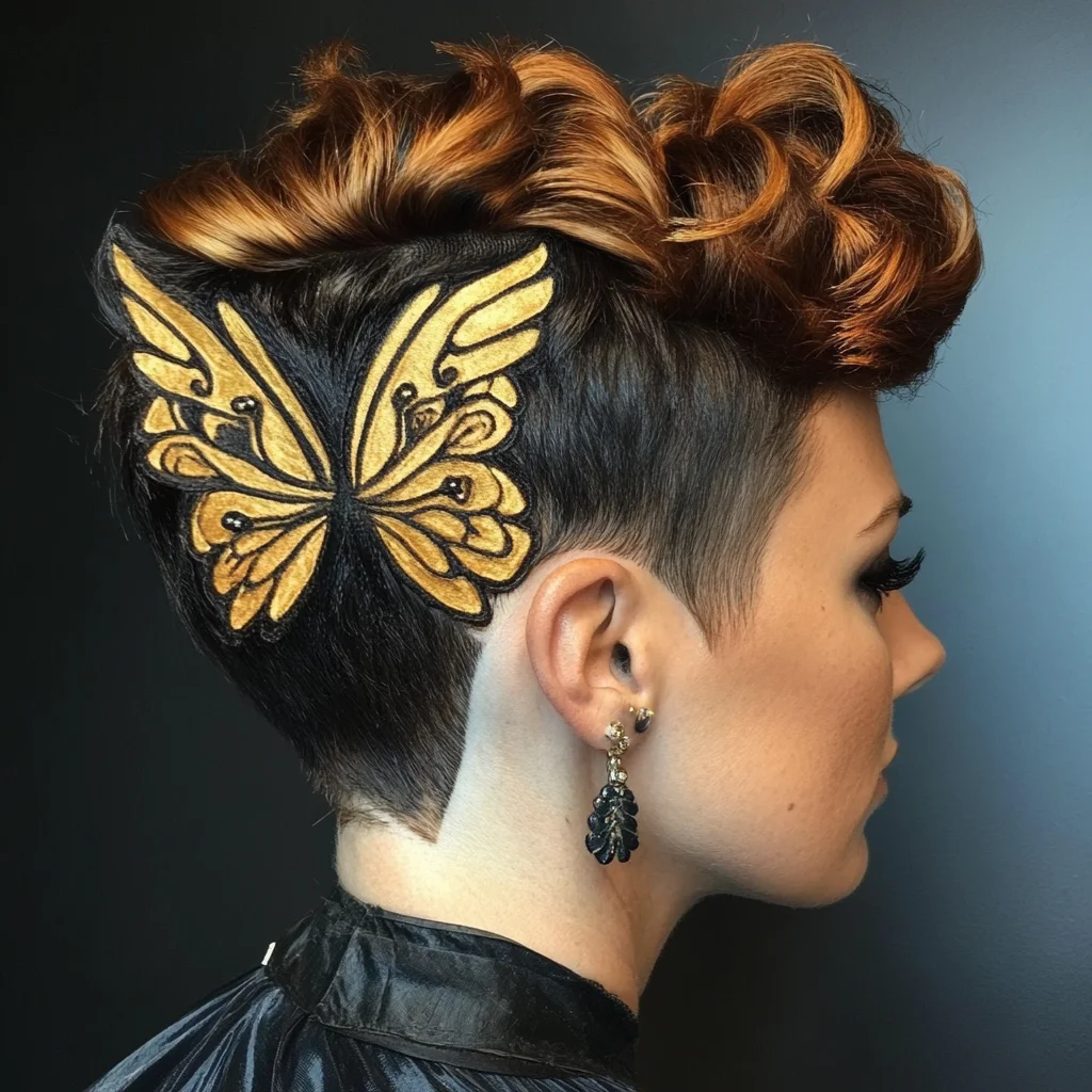 Bold Butterfly-Inspired Undercut: Embrace Edgy Elegance for a Statement Style