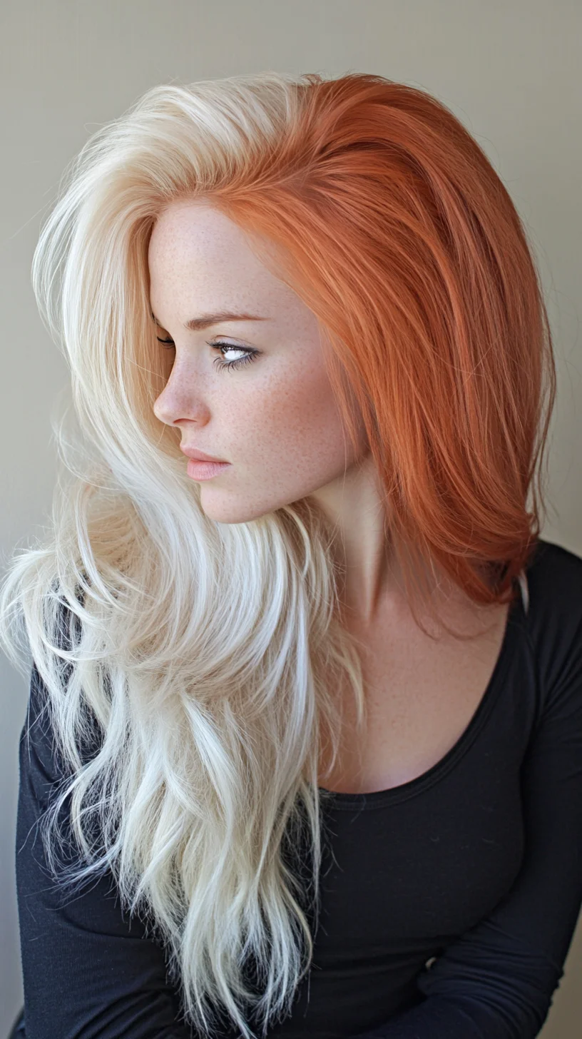 Bold Two-Tone Elegance: Embrace the Fusion of Fiery Orange and Cool Blonde