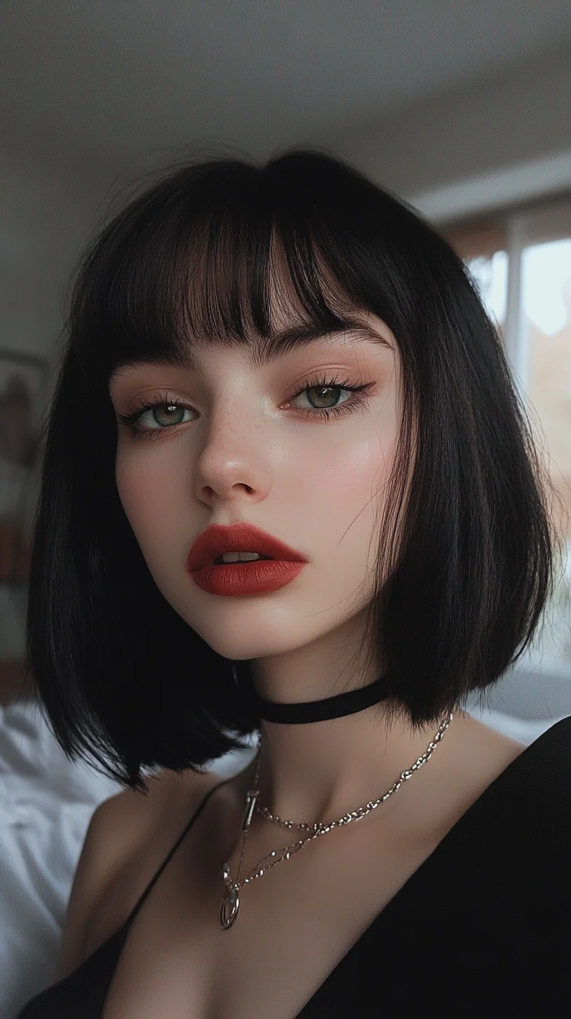 Chic and Edgy: The Bold Blunt Bob with Flirty Bangs