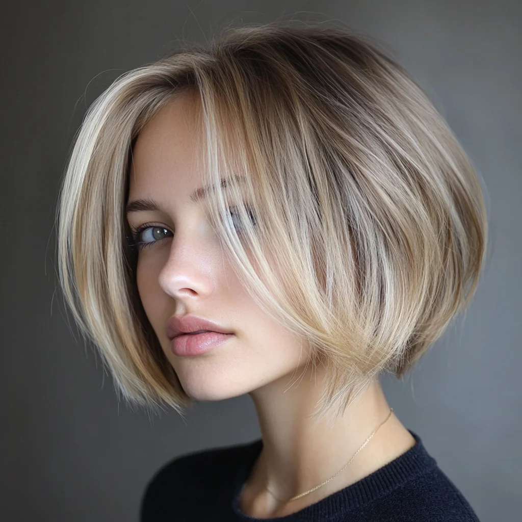 Chic and Effortless: The Modern Blowout Bob with Subtle Highlights