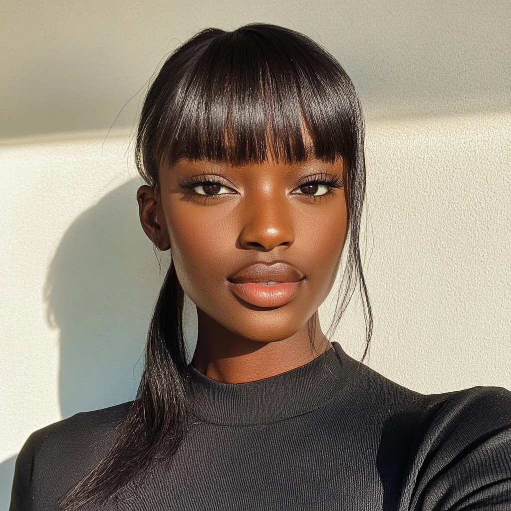 Chic and Sleek: Embrace the Elegance of Long Layers with Bangs