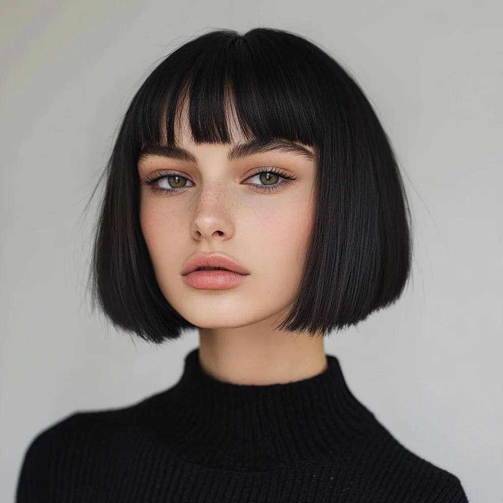 Chic and Sleek: The Modern Bob with Subtle Bangs