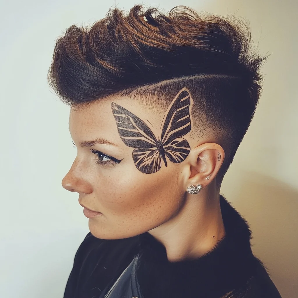 Edgy and Elegant: The Bold Butterfly Shaved Hairstyle