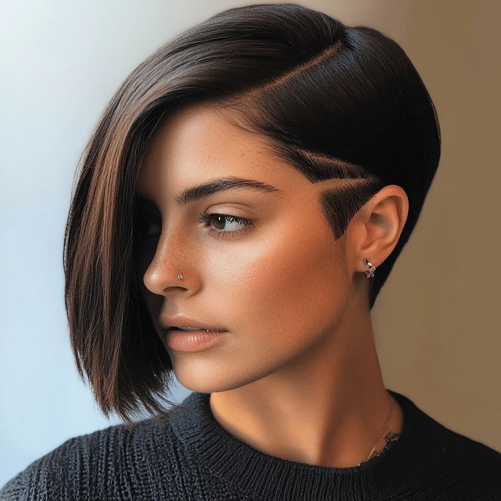 Edgy Elegance: A Chic Asymmetrical Bob with Statement Undercut