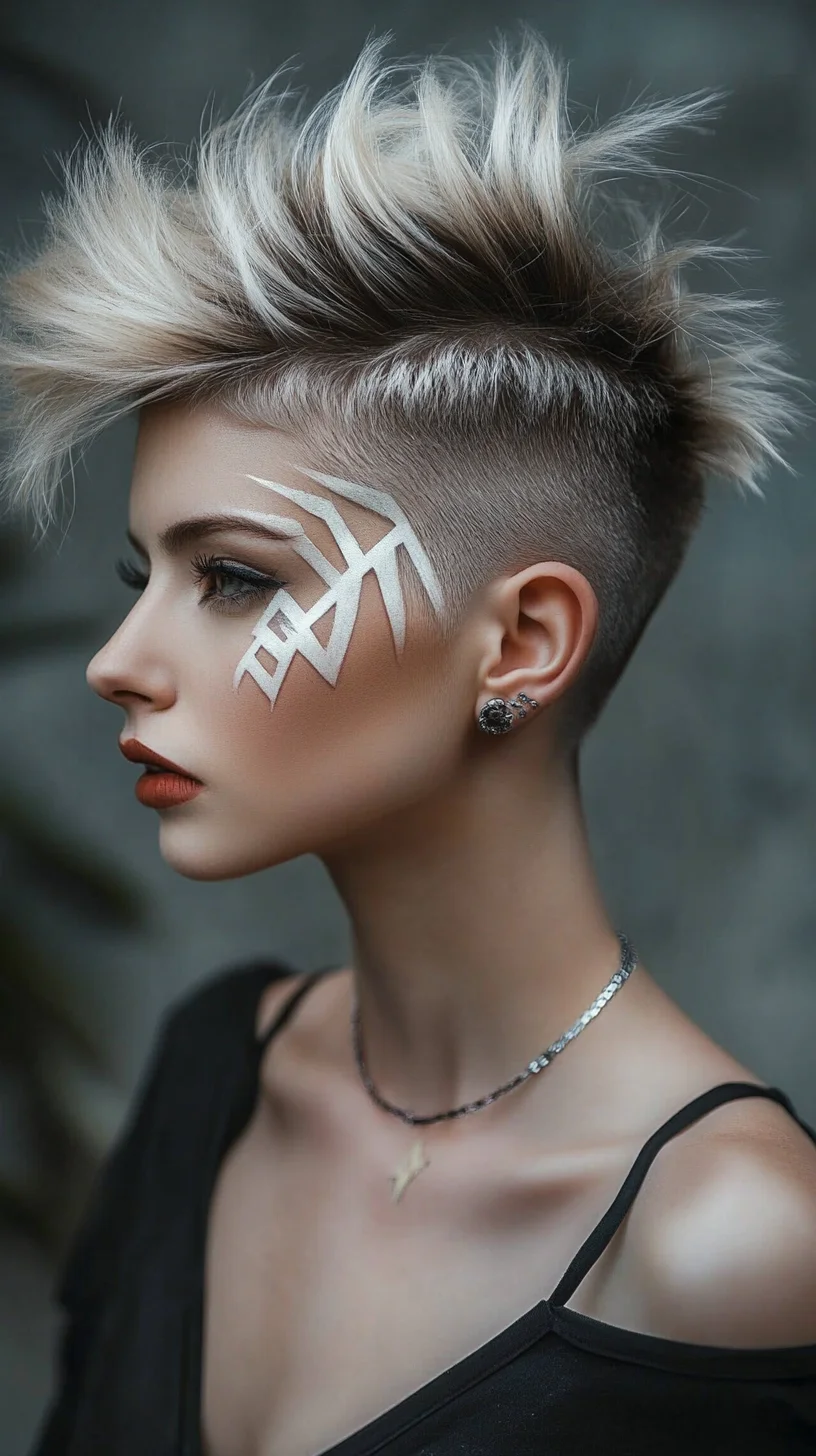 Edgy Faux Hawk with Artistic Shaved Details for a Bold Statement