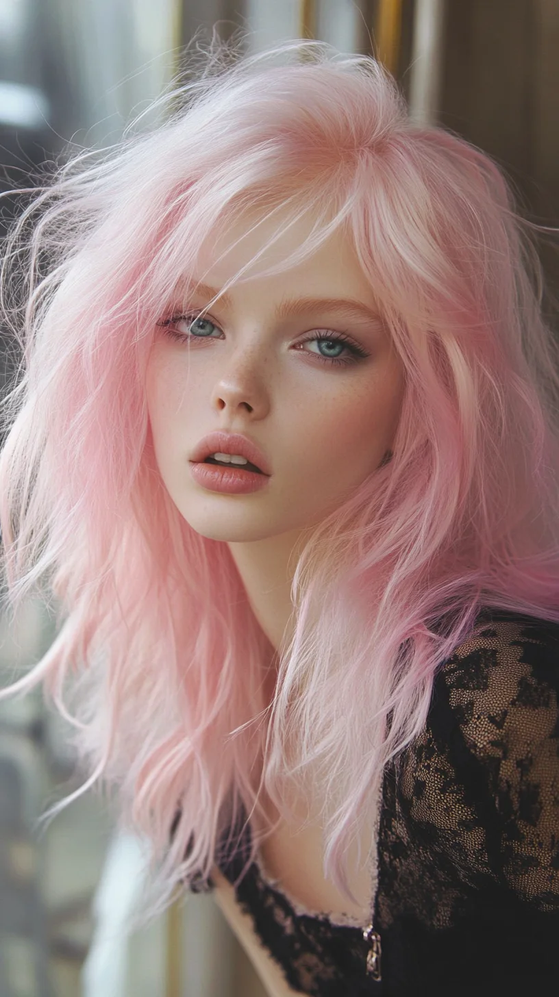 Effortless Chic: The Dreamy Pastel Pink Beach Waves Hairstyle