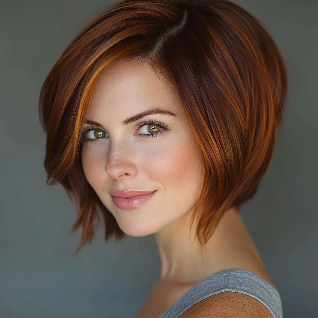 Effortless Chic: The Textured A-Line Bob with Radiant Highlights