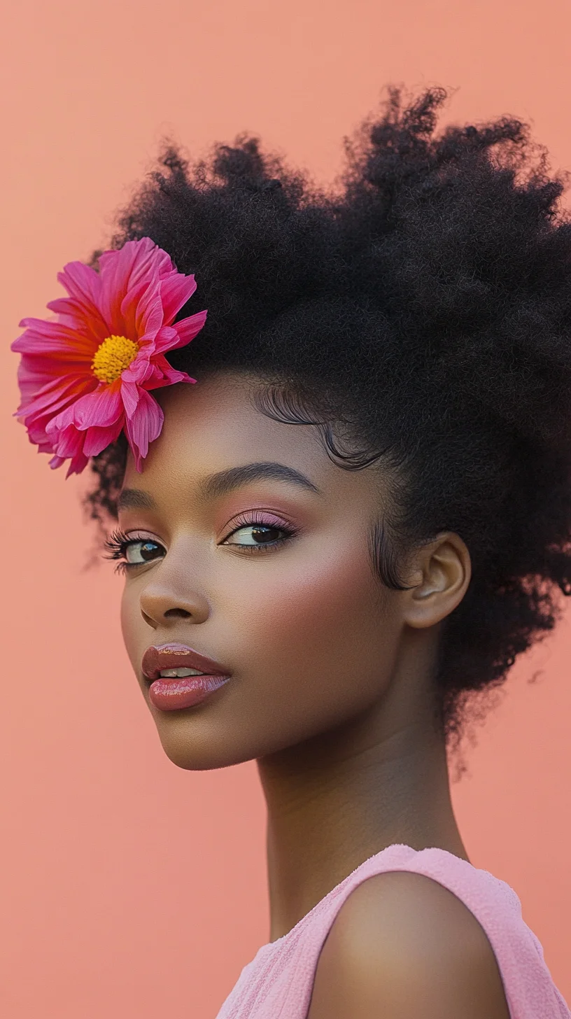 Effortless Volume: Embrace Natural Curls with a Floral Accent