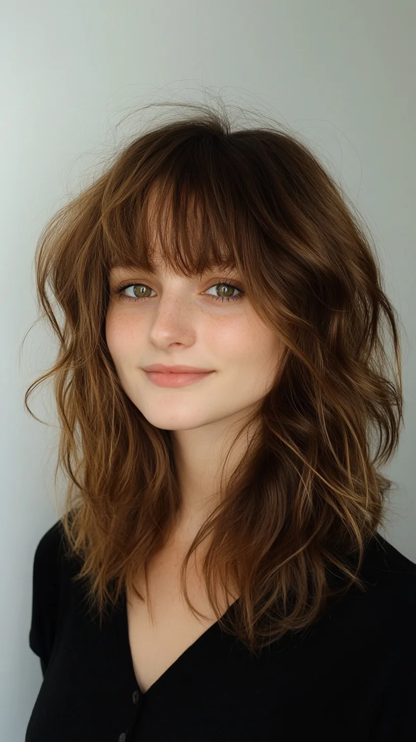 Effortless Waves: Embrace the Chic, Tousled Look with Soft Bangs