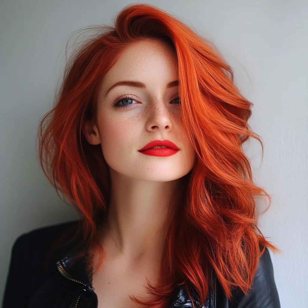 Effortless Waves: The Bold and Luminous Red Hair that Turns Heads