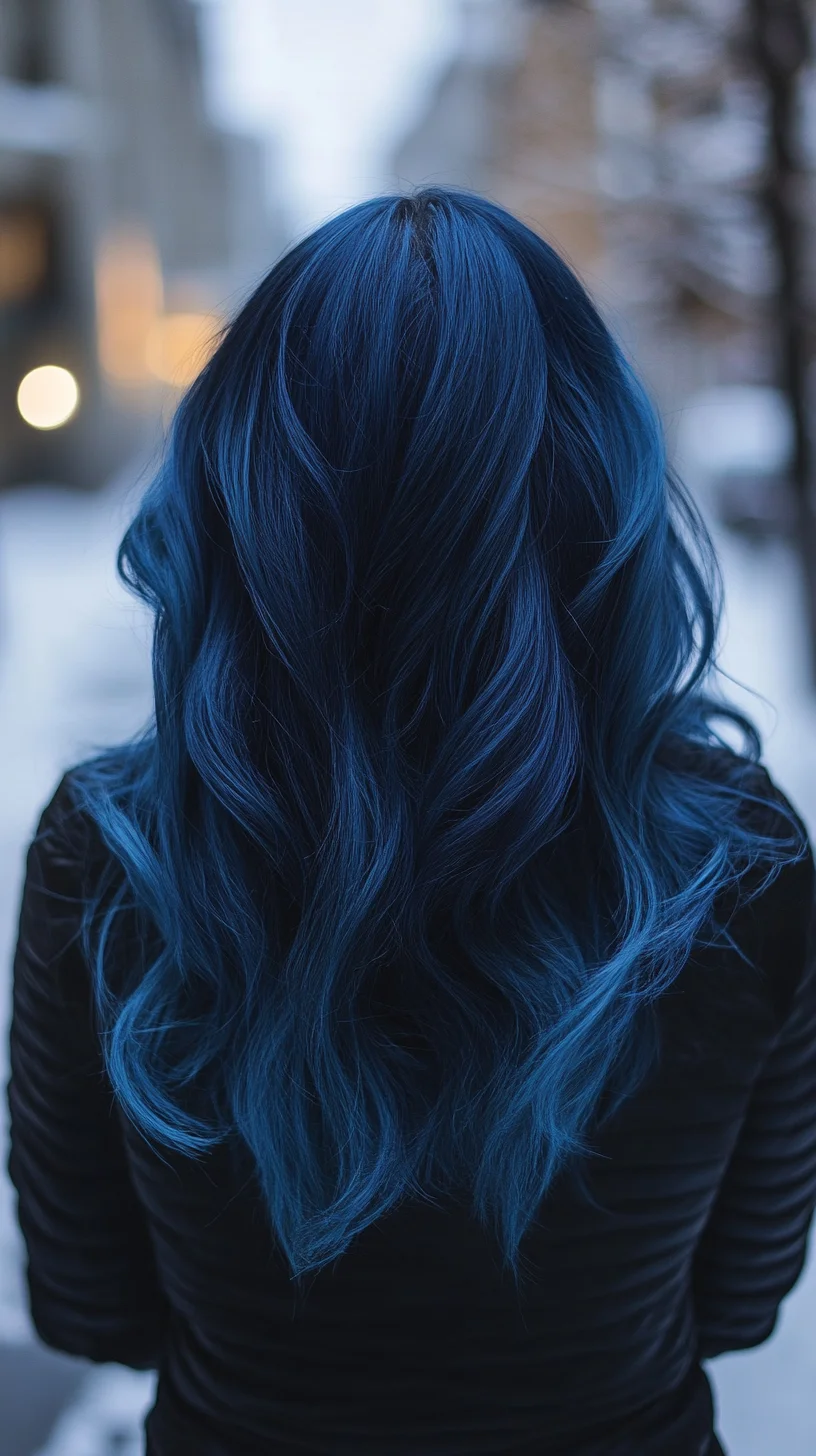 Effortlessly Bold: Captivating Waves with Vibrant Blue Tresses