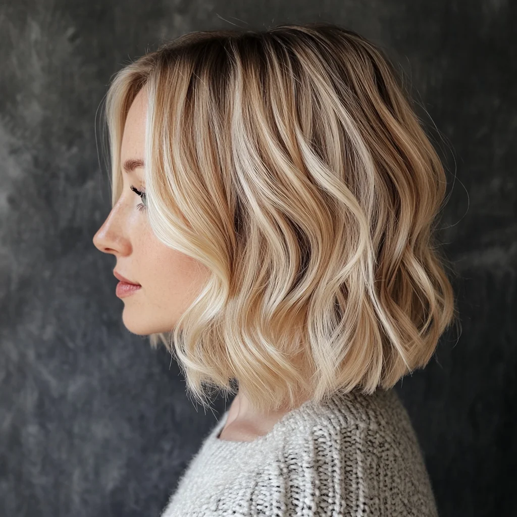 Effortlessly Chic Beach Waves: The Perfect Boho Lob for Any Occasion