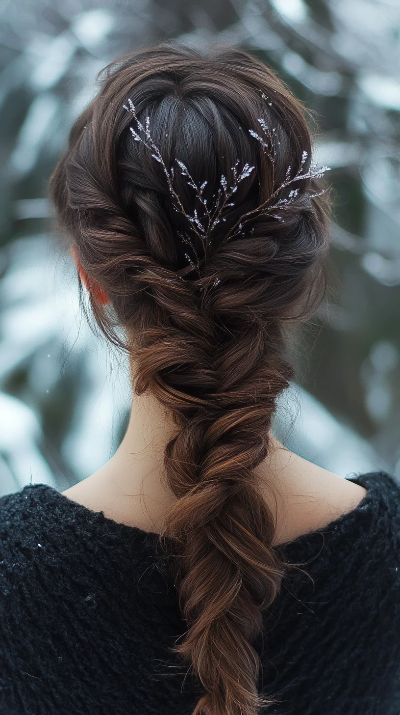 Effortlessly Chic Braided Updo with Charming Floral Accents