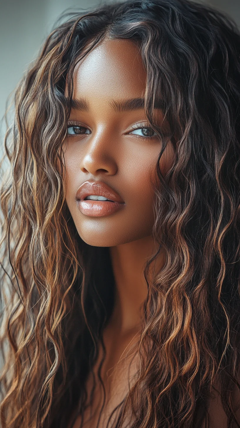 Effortlessly Chic: Embrace Natural Waves with Sun-Kissed Highlights