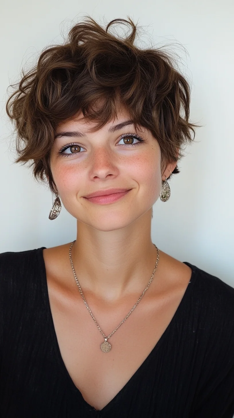 Effortlessly Chic: Embrace Playful Waves with This Modern Short Hairstyle