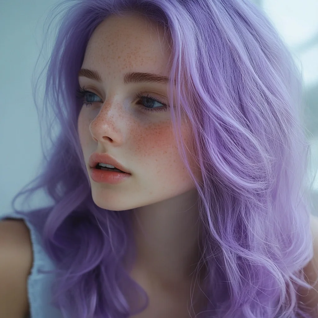 Effortlessly Chic: Iridescent Lavender Waves for a Playful Vibe