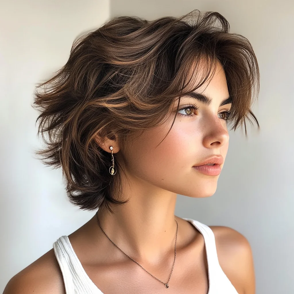 Effortlessly Chic Layered Bob with Natural Volume and Soft Curls