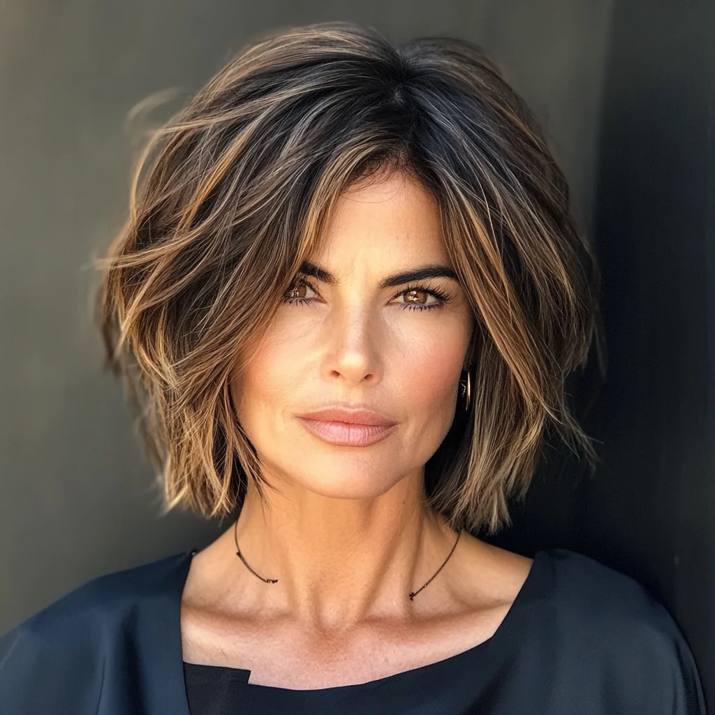 Effortlessly Chic Layered Bob with Subtle Highlights