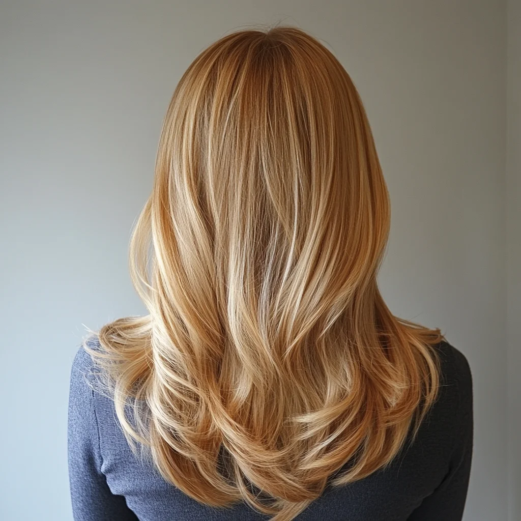 Effortlessly Chic: Long, Layered Waves with Sun-Kissed Highlights