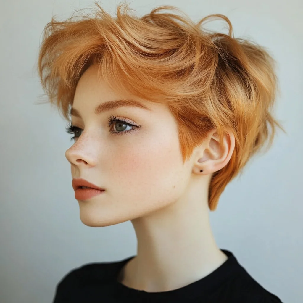 Effortlessly Chic Pixie Cut with Flirty Volume and Playful Layers