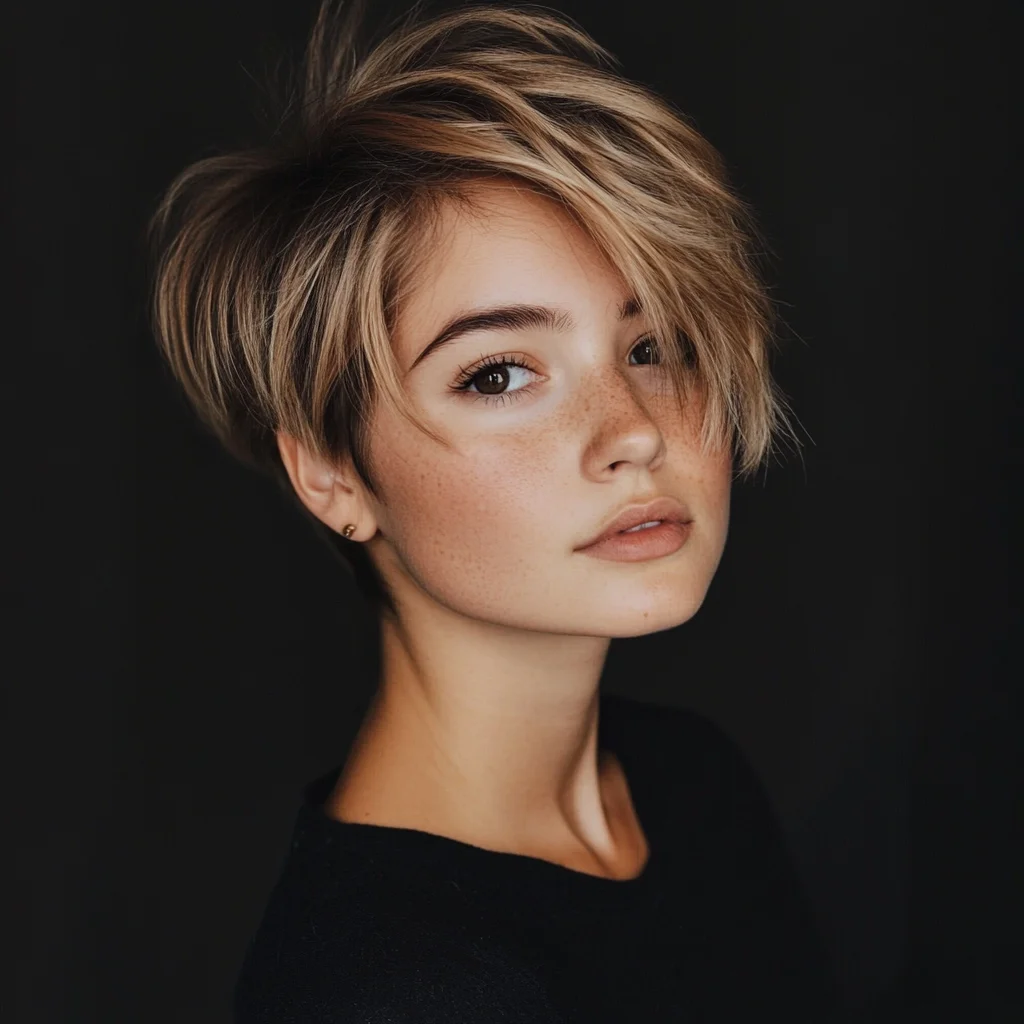 Effortlessly Chic Pixie Cut with Playful Texture and Flattering Volume