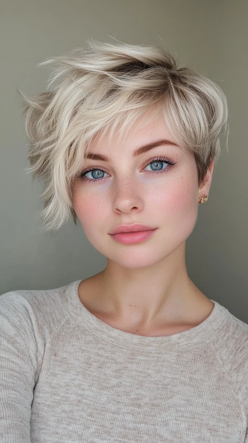 Effortlessly Chic Pixie Cut with Textured Layers and Soft Blonde Highlights