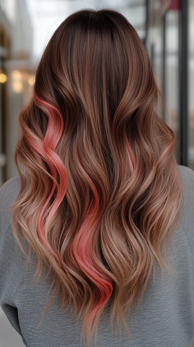 Effortlessly Chic: Soft Waves with a Pop of Coral for Dazzling Depth