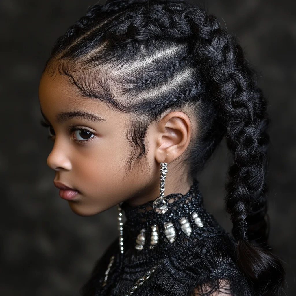 Effortlessly Chic: Stunning Cornrow Braids with Glamorous Accents