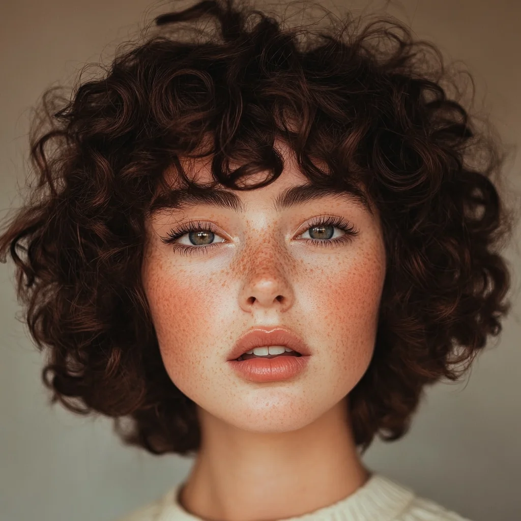 Effortlessly Chic: Stylish Curly Bob for a Bold, Playful Look