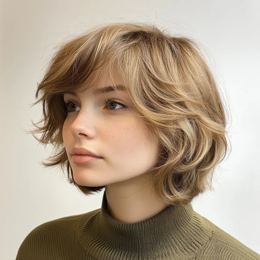 Effortlessly Chic Textured Bob: The Perfect Blend of Volume and Soft Waves