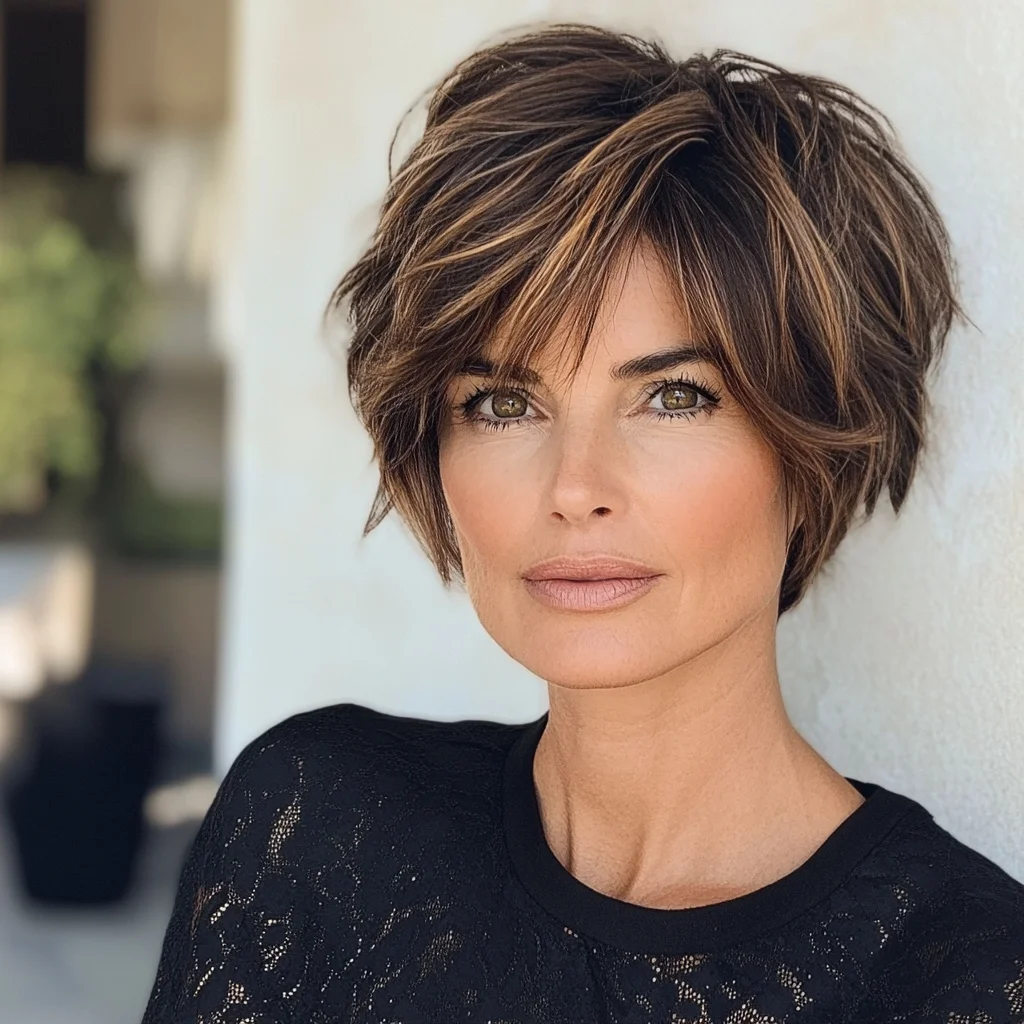 Effortlessly Chic: Textured Bob With Sun-Kissed Highlights for a Luminous Look