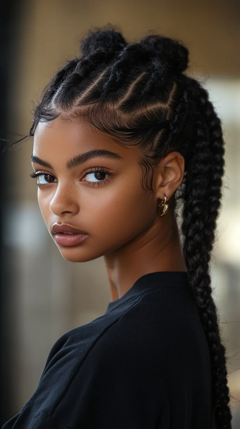 Effortlessly Chic: The Braided Crown with Ponytail Twist