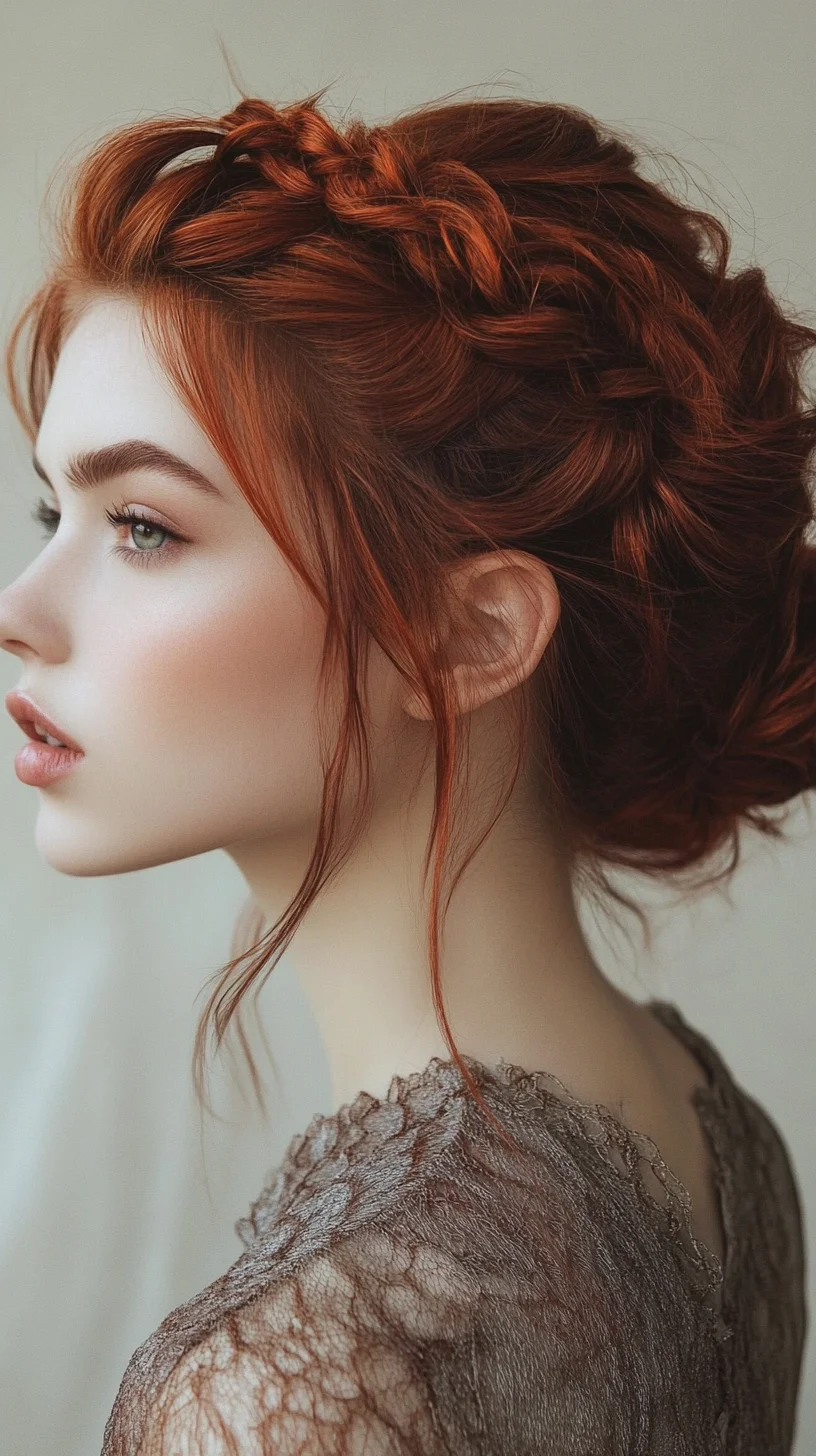 Effortlessly Chic: The Braided Updo with Fiery Ginger Tones