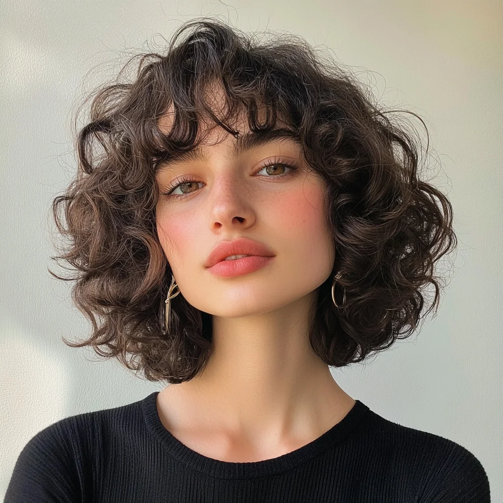 Effortlessly Chic: The Flirty Curly Bob with Face-Framing Layers