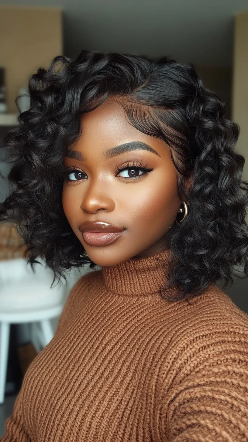 Effortlessly Chic: The Glamorous Curly Bob with Luscious Texture