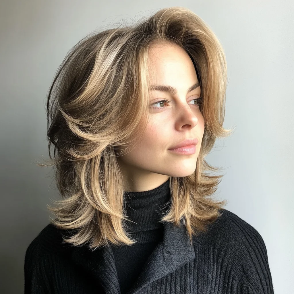 Effortlessly Chic: The Layered Shag with Soft Face-Framing Waves