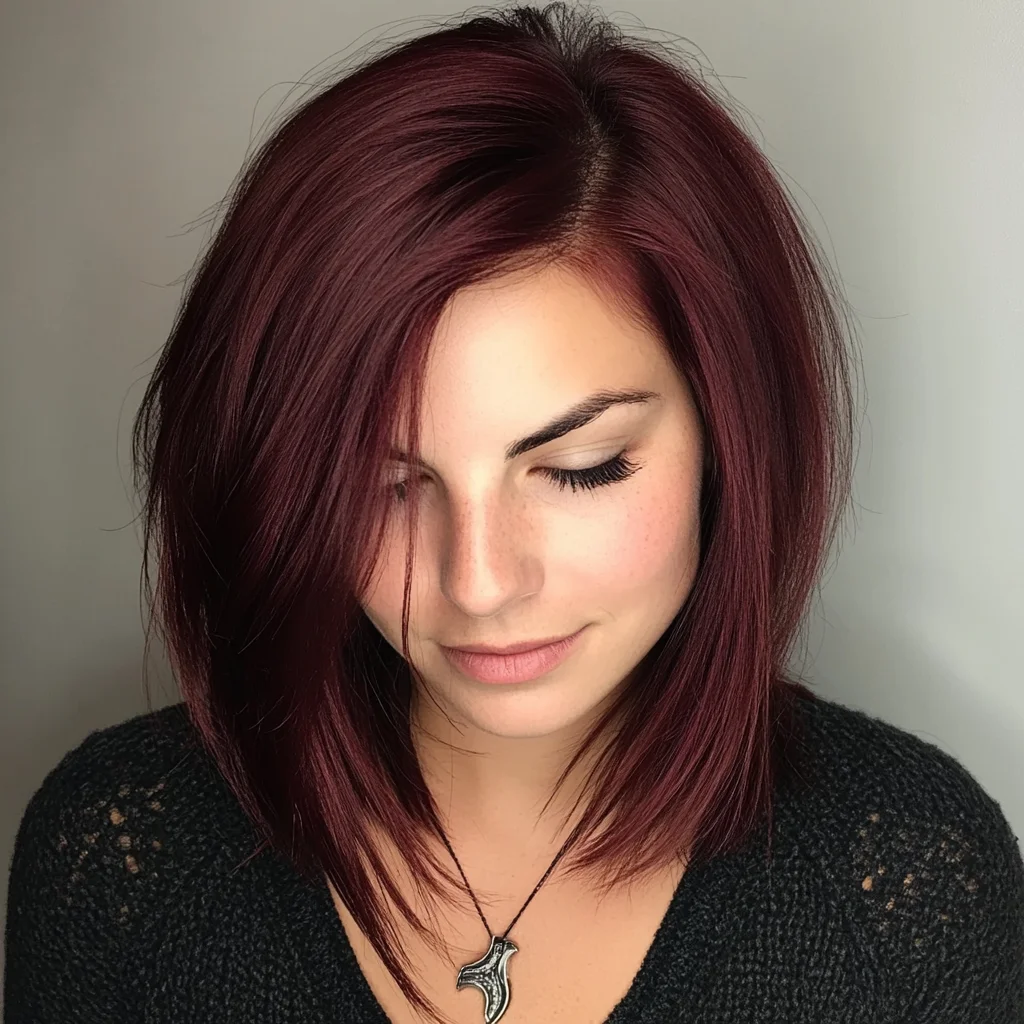 Effortlessly Chic: The Lob with a Rich Burgundy Twist