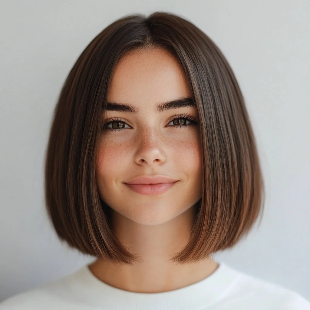 Effortlessly Chic: The Modern Blunt Bob with Subtle Shine