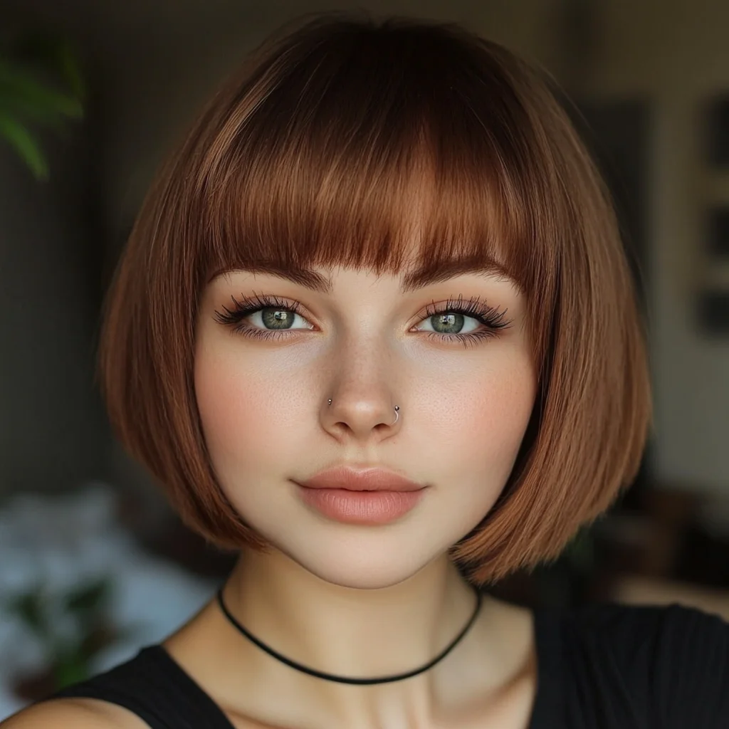 Effortlessly Chic: The Modern Blunt Bob with Trendy Bangs