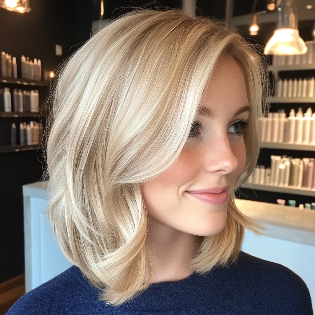 Effortlessly Chic: The Modern Lob with Soft Layers and Highlights