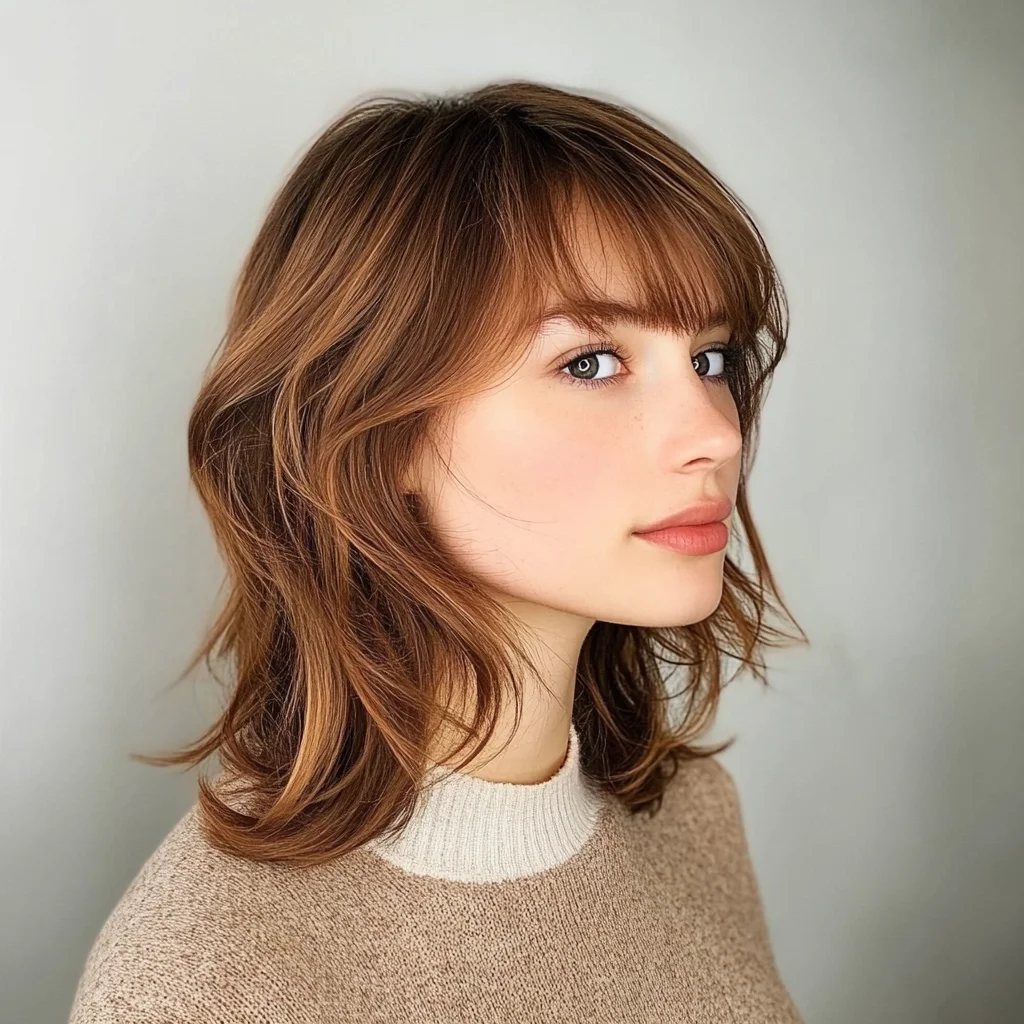 Effortlessly Chic: The Modern Shag with Soft Bangs