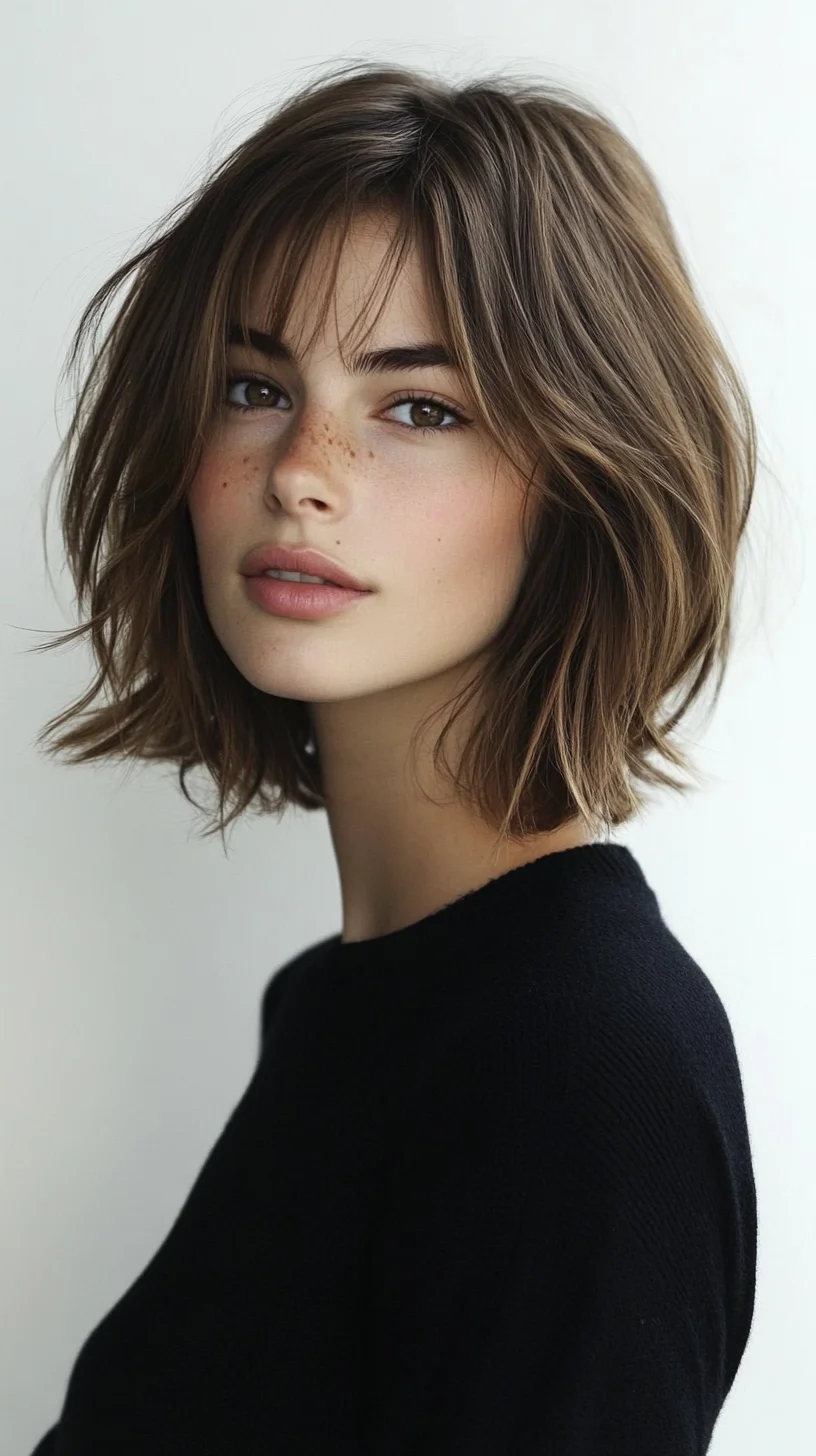 Effortlessly Chic: The Modern Textured Bob with Bangs