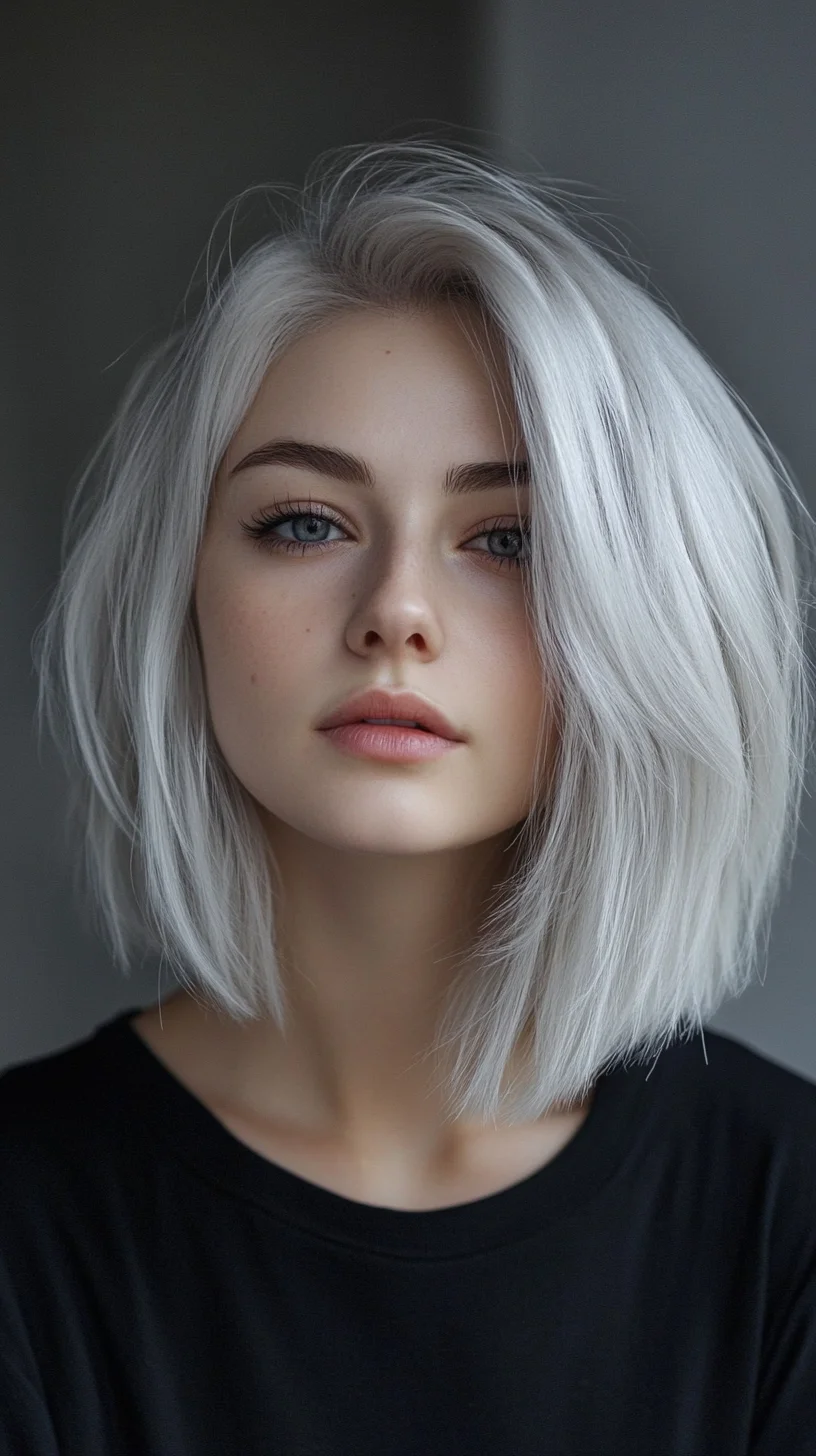 Effortlessly Chic: The Modern Textured Bob With Stunning Silver Tones