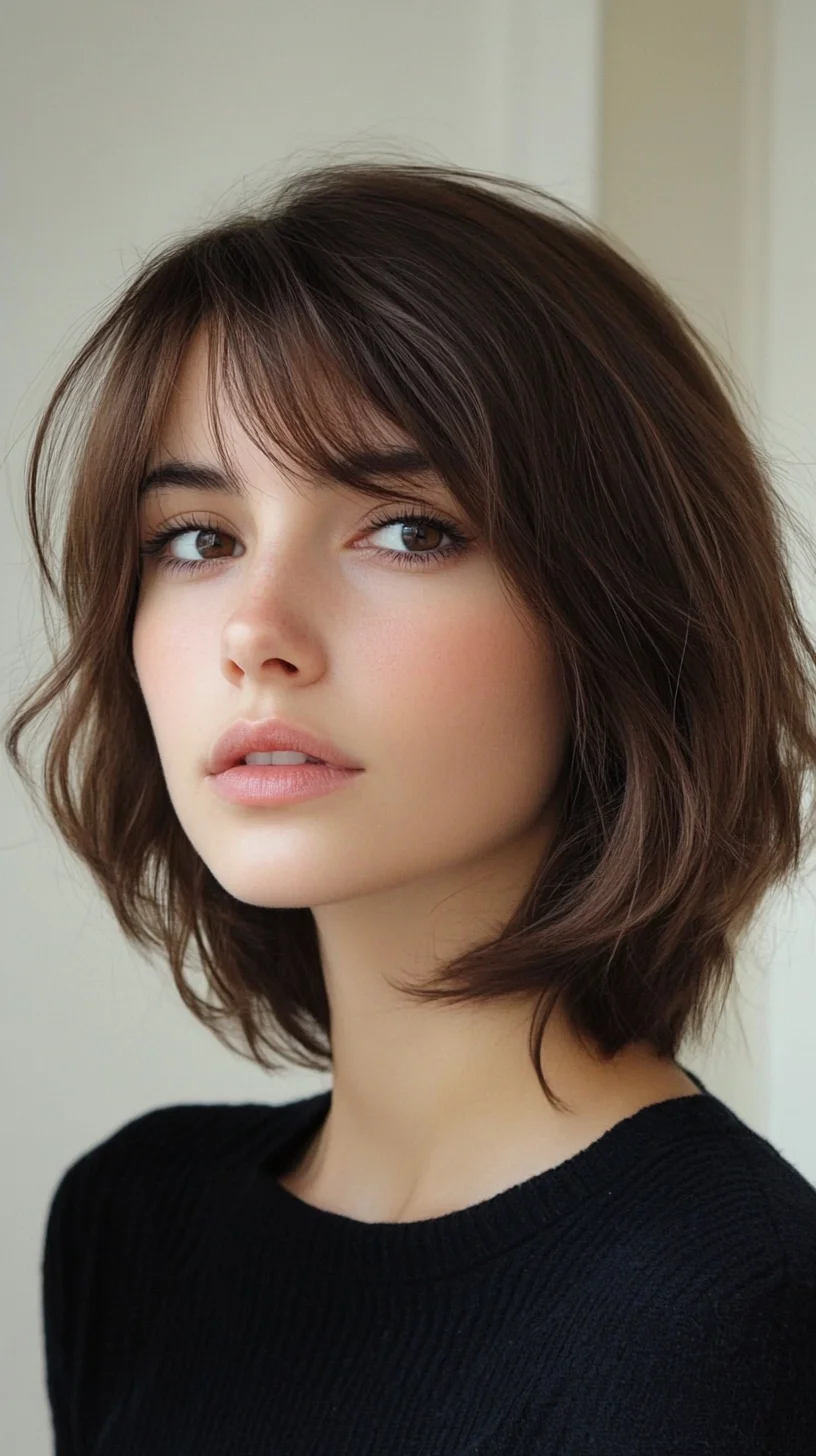 Effortlessly Chic: The Modern Textured Bob with Wispy Bangs