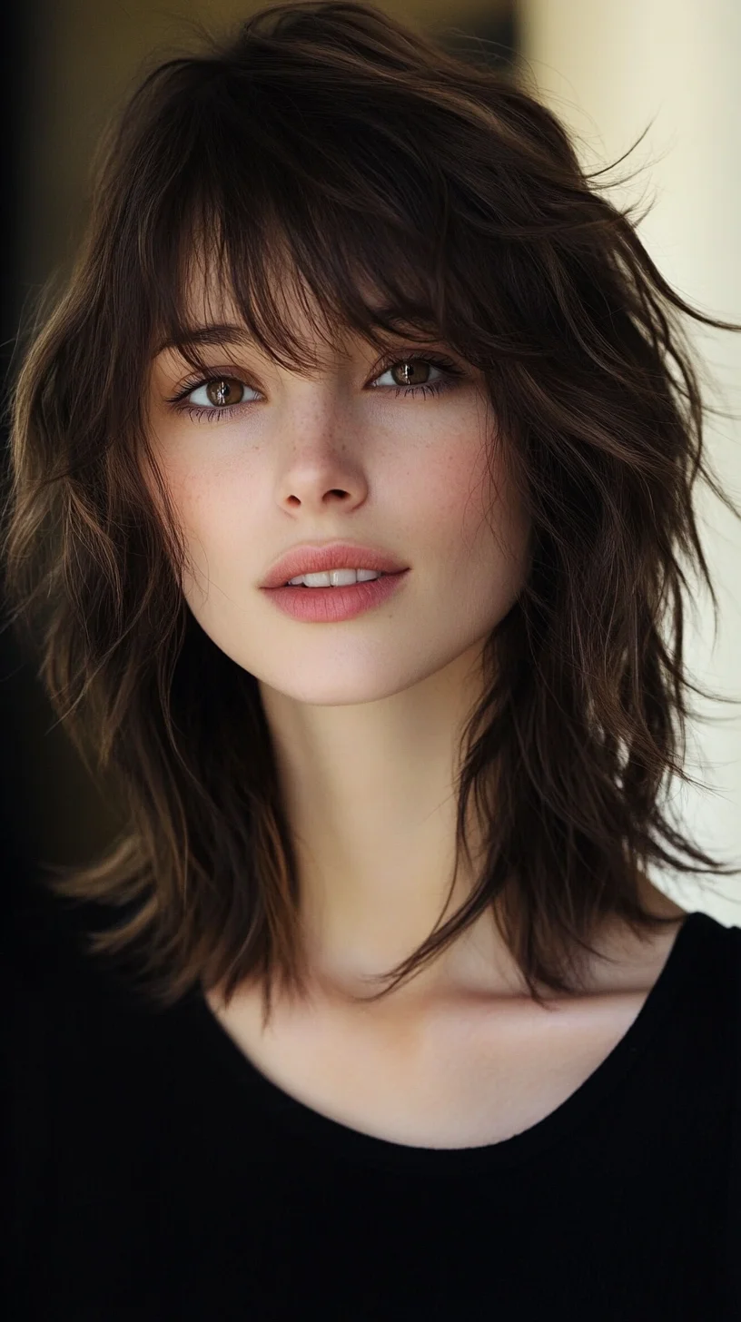 Effortlessly Chic: The Modern Textured Lob with Playful Bangs