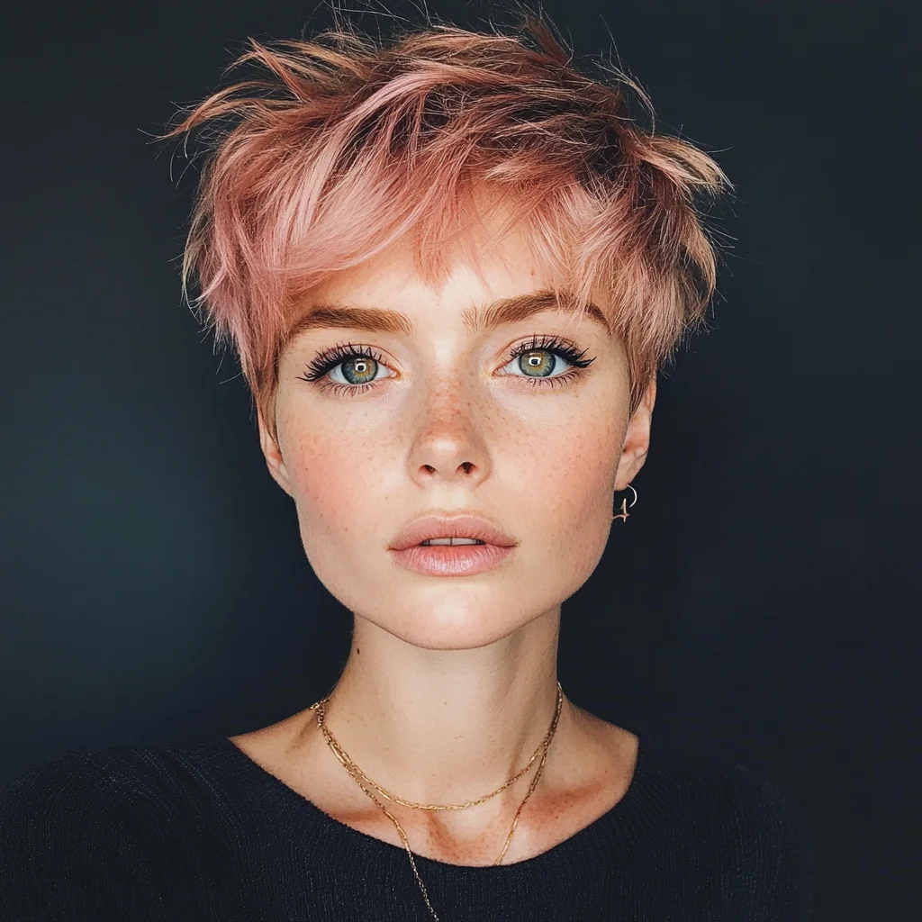 Effortlessly Chic: The Playful Pixie with a Touch of Blush