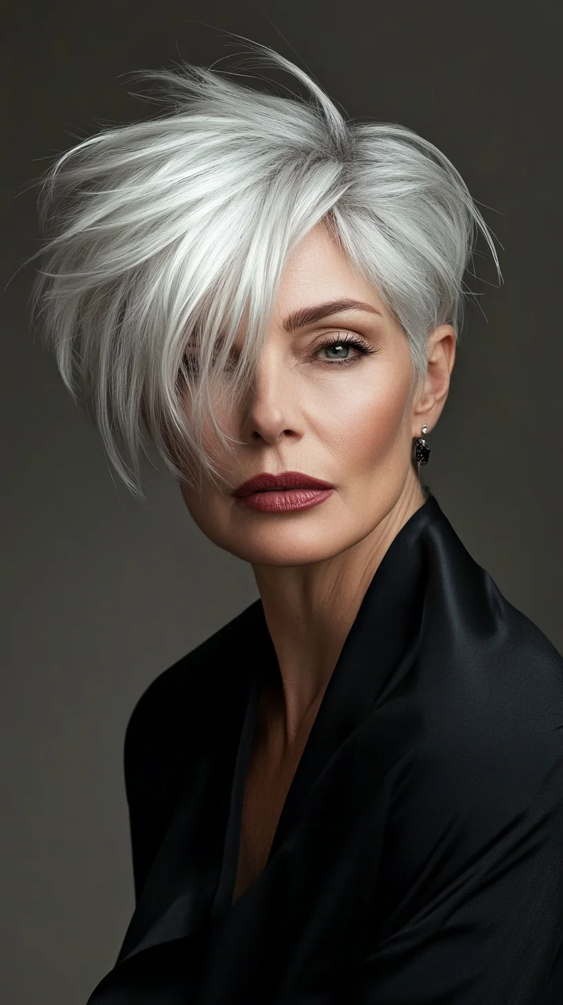 Effortlessly Chic: The Stylishly Wild Silver Pixie Cut